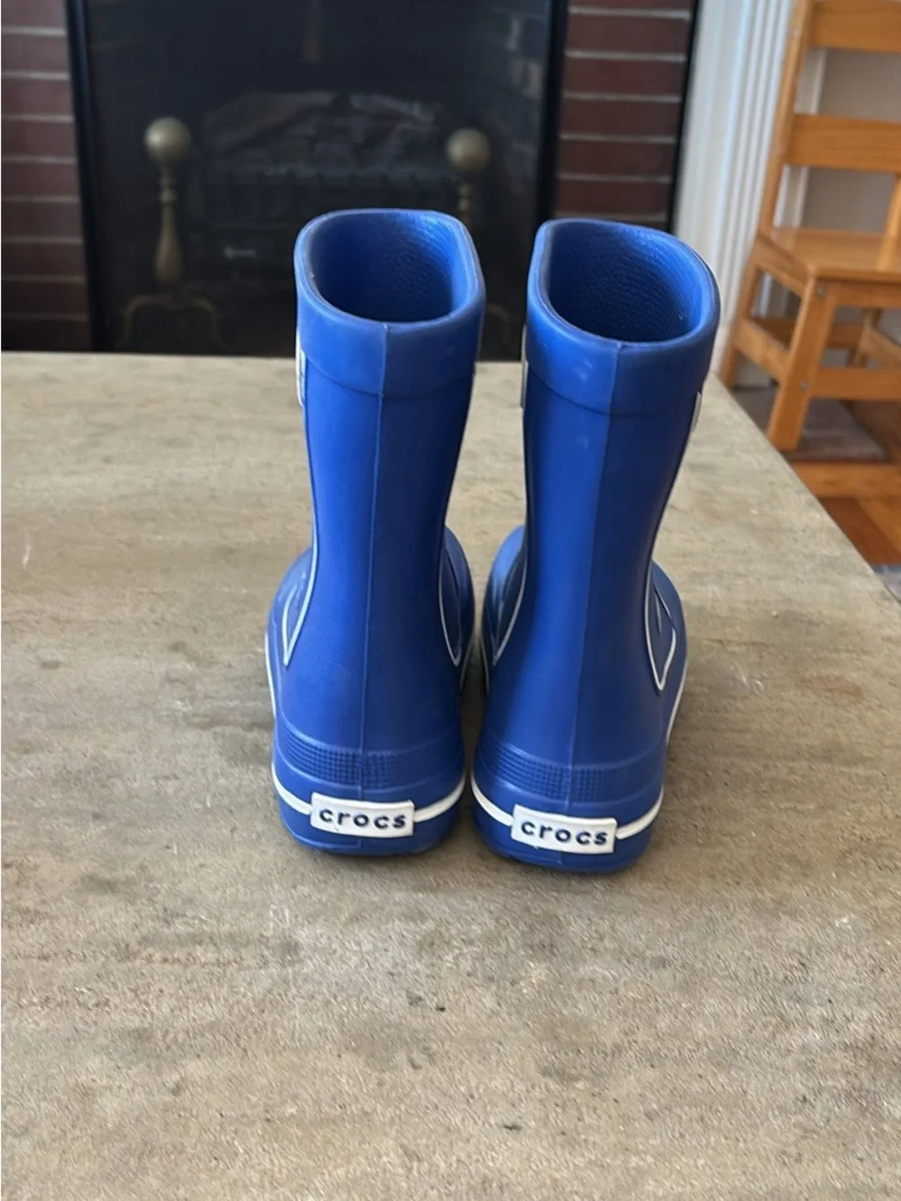 Toddler Crocs Crocband Jaunt Rain Boots Kids Size 12 Blue & White 11018 (A-4)